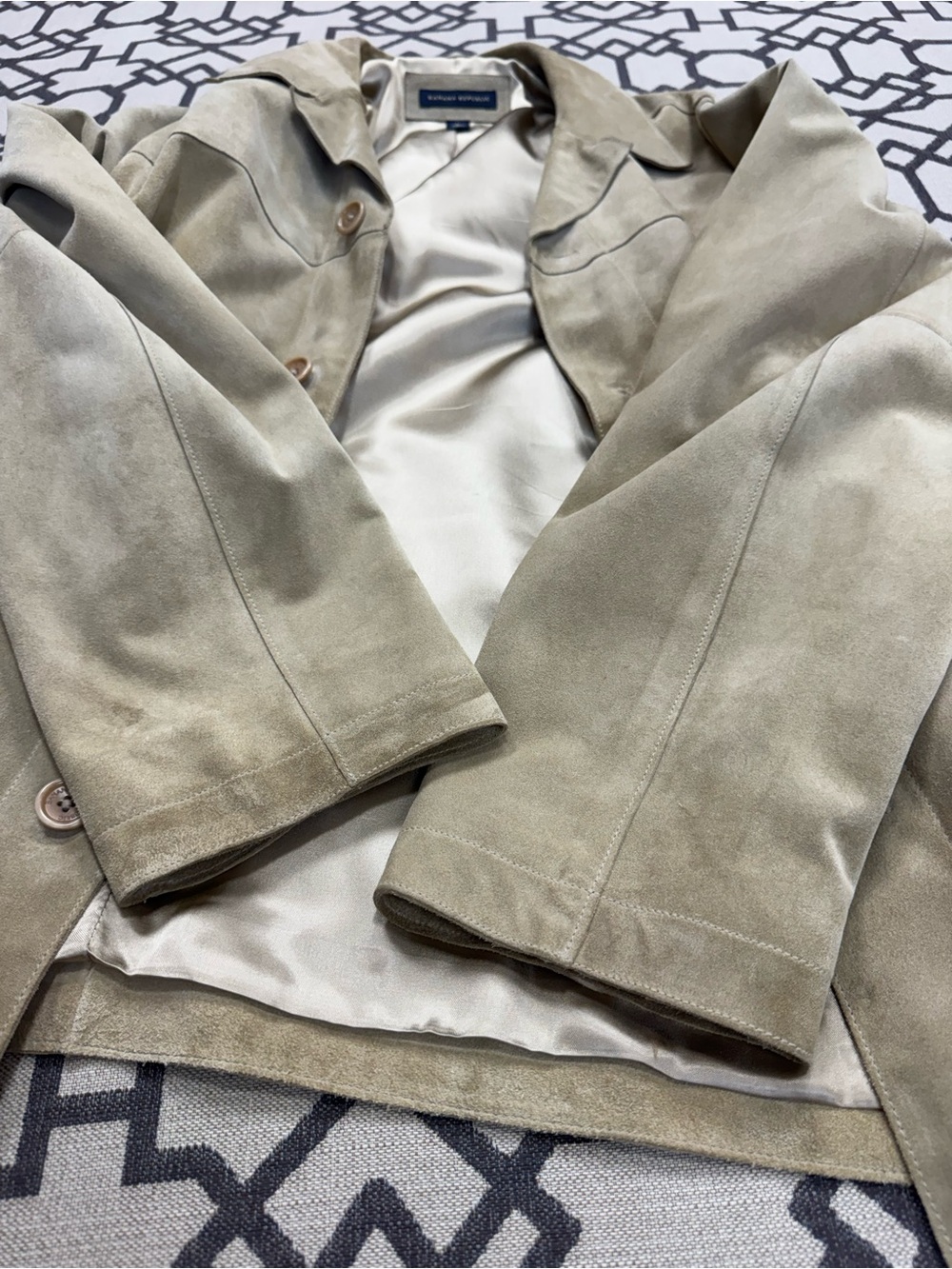 Vintage Y2K Banana Republic Men’s Suede Leather Blazer Jacket Tan Beige L - Picture 11 of 17